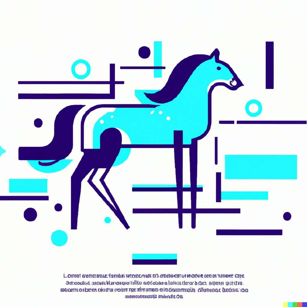 a horse, modern flat design style illustration with line elements